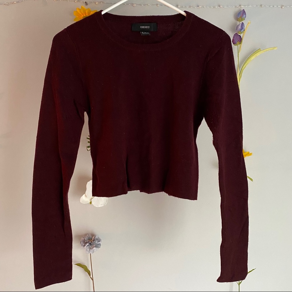 Burgundy Cropped Sweater